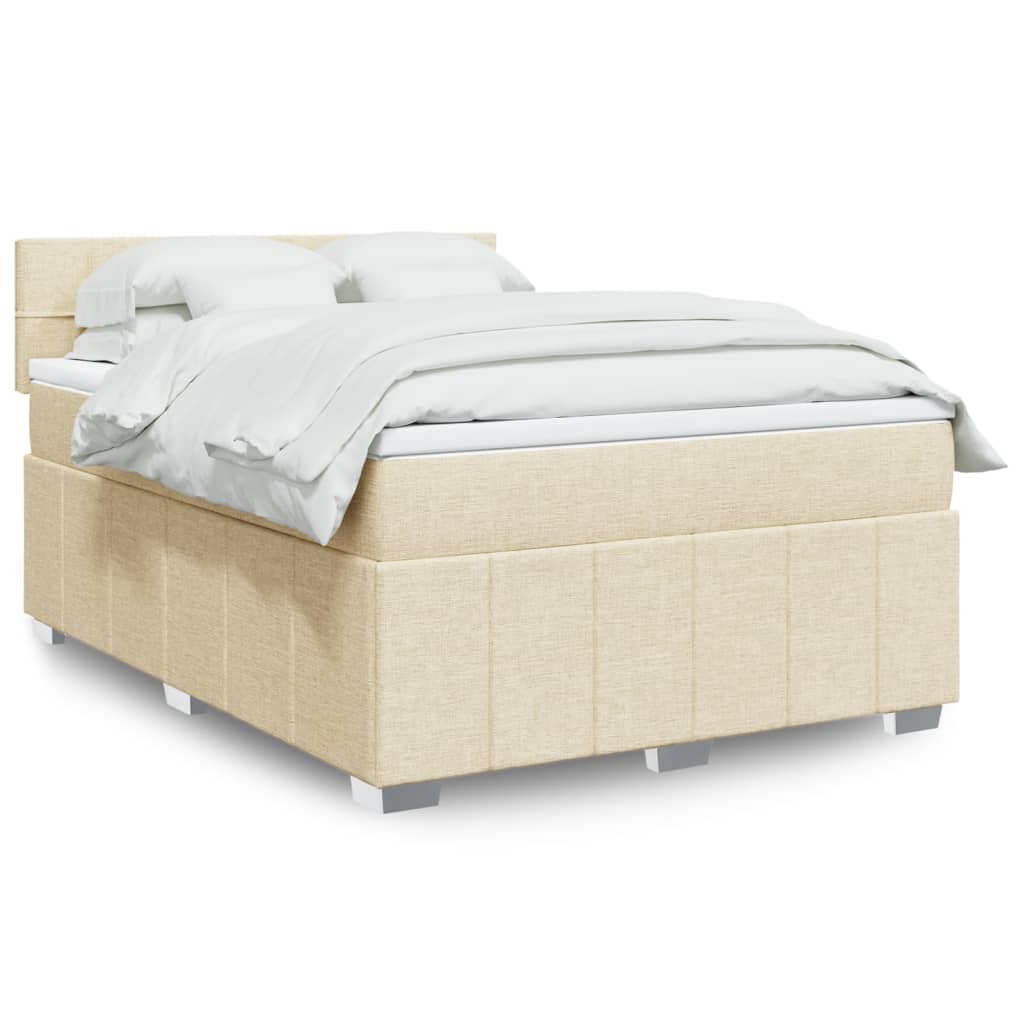 Boxspring 120x190 cm Crème met LED | Compleet Bed met Pocketveringmatras & Topmatras - Spotlights shopping