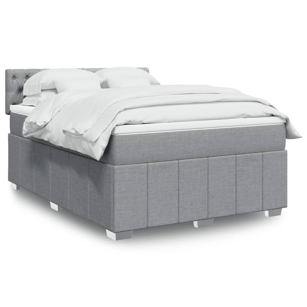 Crème boxspring 120x190 cm met gestoffeerd hoofdbord, pocketveringmatras, topmatras en LED-verlichting