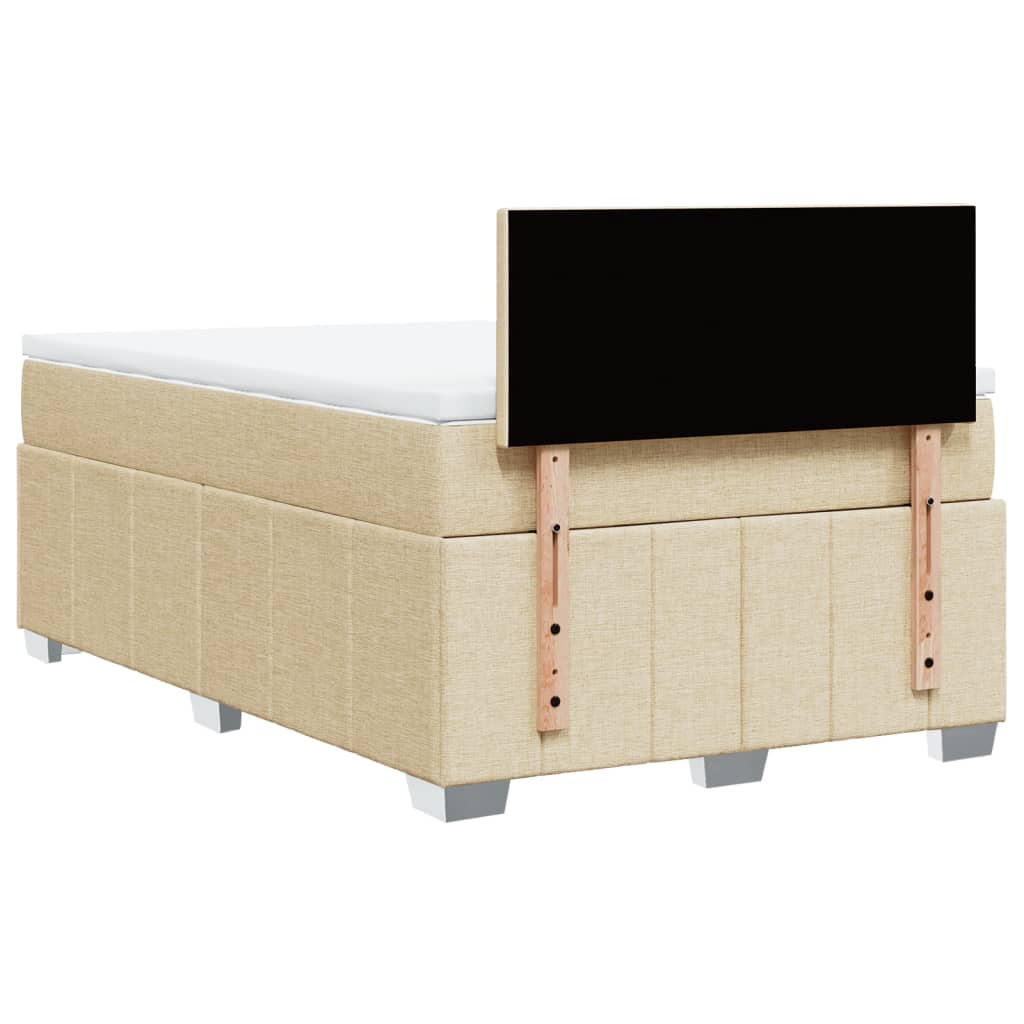 Boxspring 120x190 cm Crème | Luxe Compleet Bed met Pocketvering, Topmatras & Verstelbaar Hoofdbord - Spotlights shopping