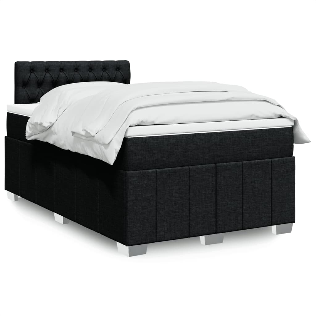Crème boxspring 120x190 cm met gestoffeerd hoofdbord, pocketveringmatras, topmatras en LED-verlichting