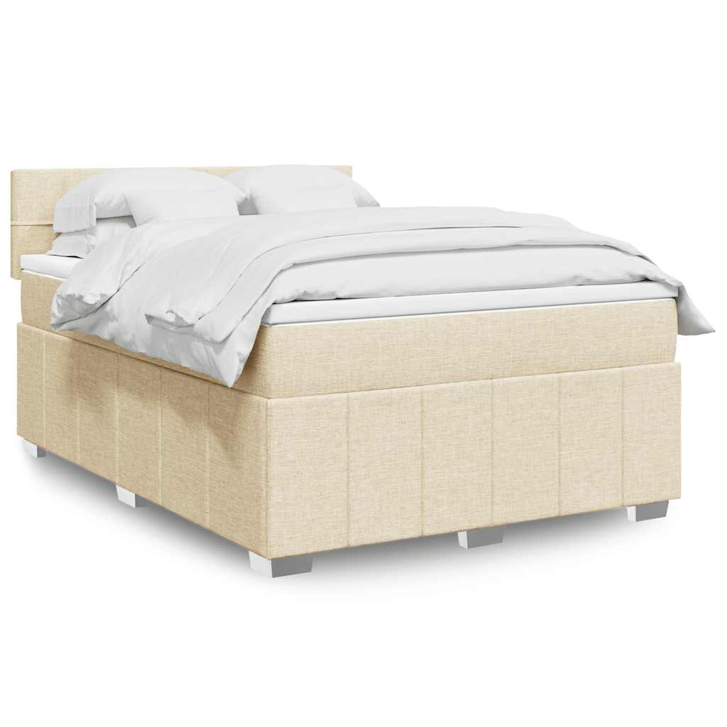 Boxspring 120x190 cm Crème met LED | Compleet Bed met Pocketveringmatras & Topmatras - Spotlights shopping