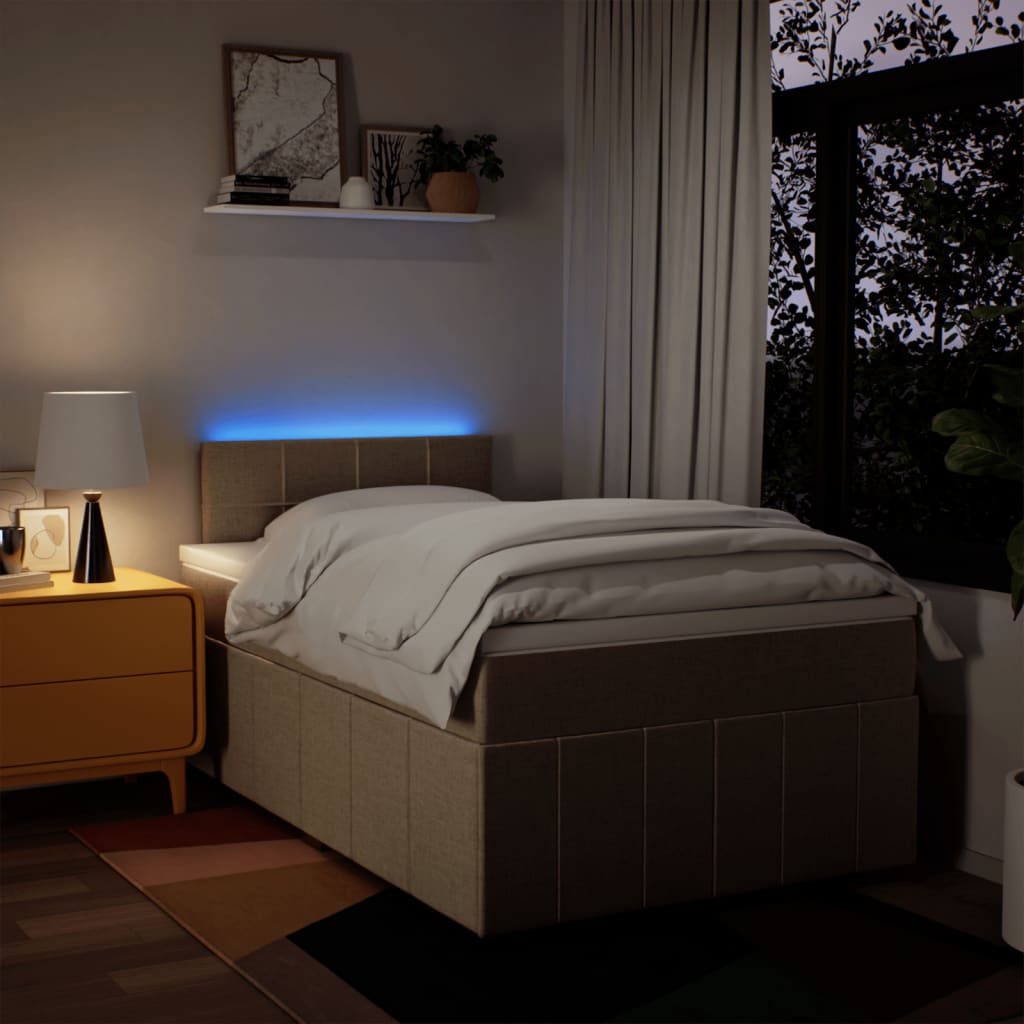 Boxspring 120x190 cm Crème met LED | Compleet Bed met Pocketveringmatras & Topmatras - Spotlights shopping