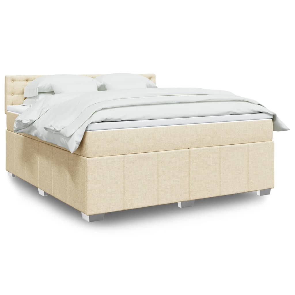 Boxspring 120x190 cm Crème | Compleet Bed met Pocketveringmatras, Topmatras & Verstelbaar Hoofdbord - Spotlights shopping