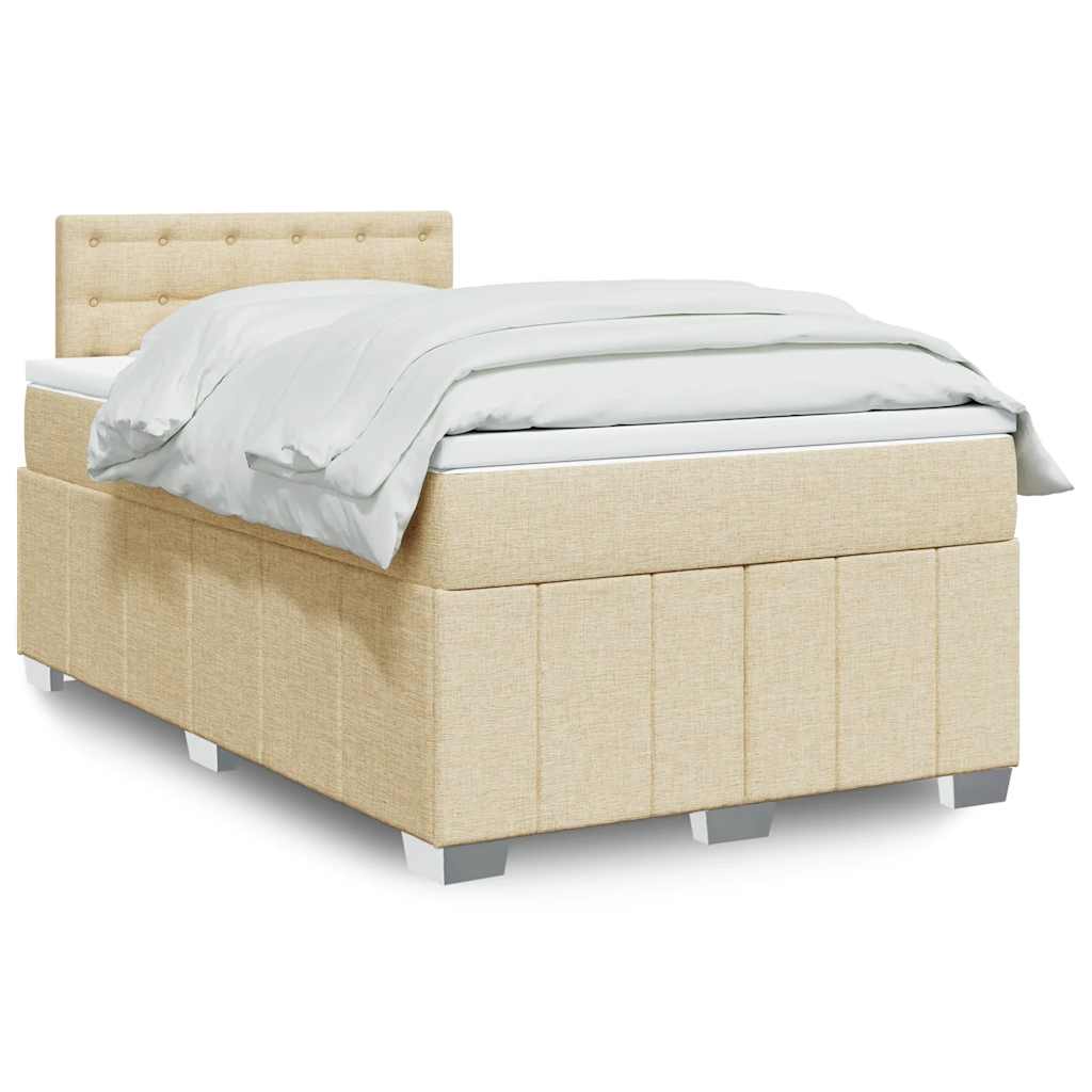 Boxspring 120x190 cm Crème | Compleet Bed met Pocketveringmatras, Topmatras & Verstelbaar Hoofdbord - Spotlights shopping