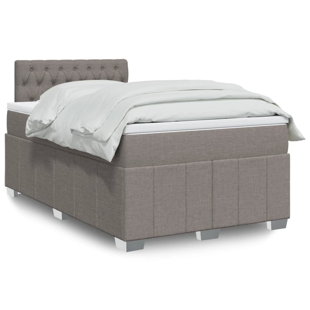 Crème boxspring 120x190 cm met gestoffeerd hoofdbord, pocketveringmatras, topmatras en LED-verlichting