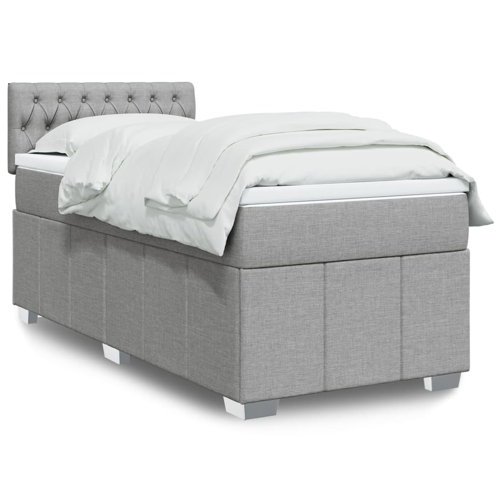 Crème boxspring 120x190 cm met gestoffeerd hoofdbord, pocketveringmatras, topmatras en LED-verlichting