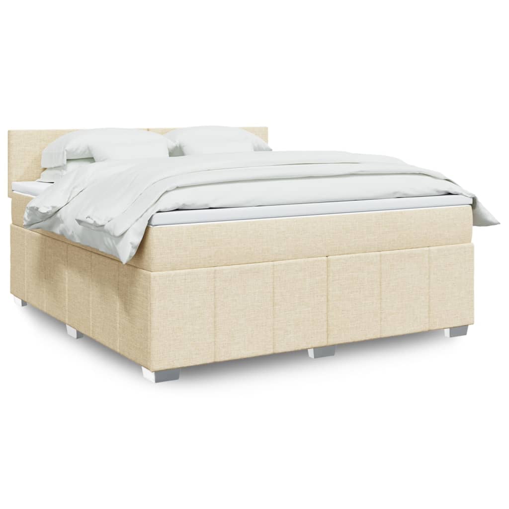 Boxspring 120x190 cm Crème | Luxe Compleet Bed met Pocketvering, Topmatras & Verstelbaar Hoofdbord - Spotlights shopping