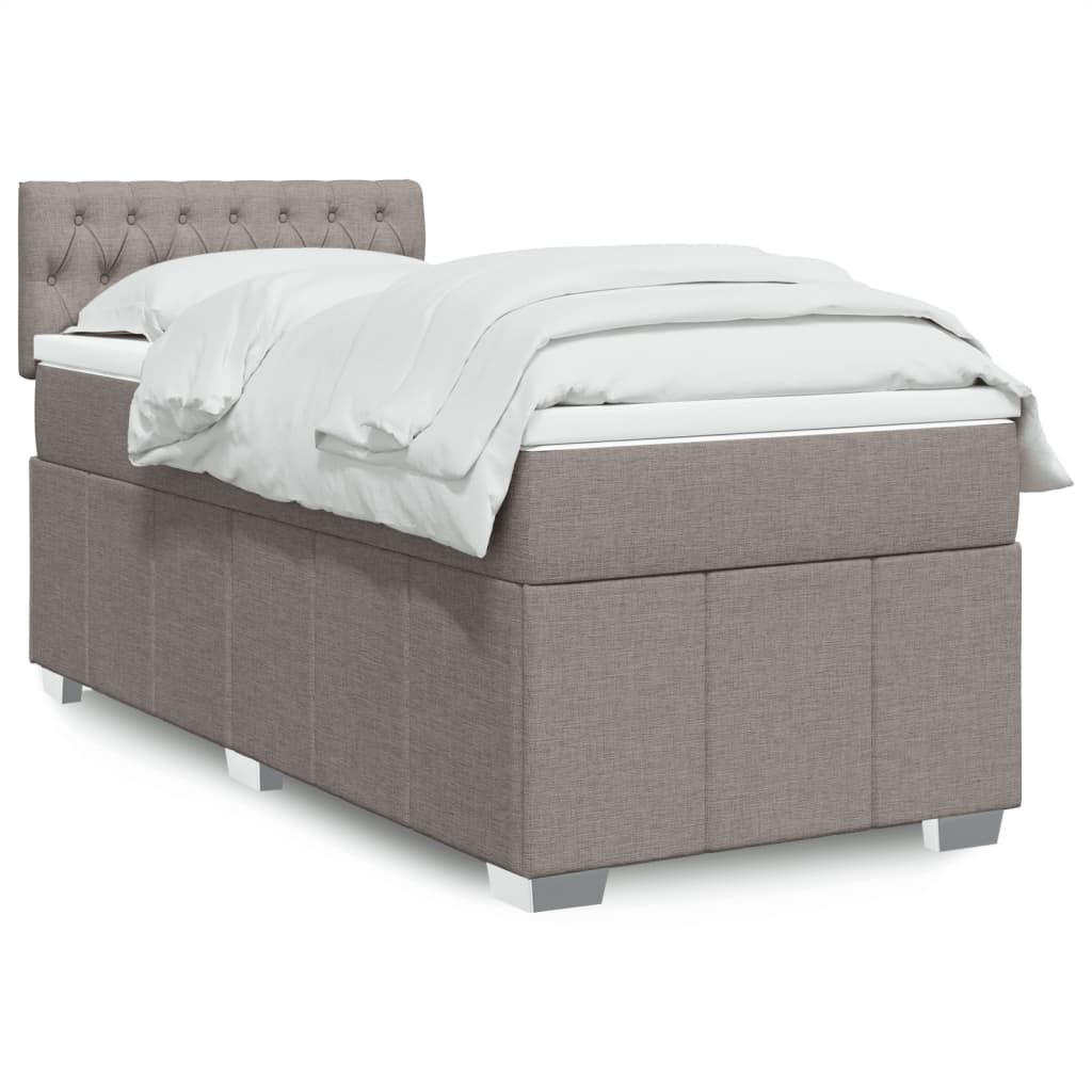 Crème boxspring 120x190 cm met gestoffeerd hoofdbord, pocketveringmatras, topmatras en LED-verlichting