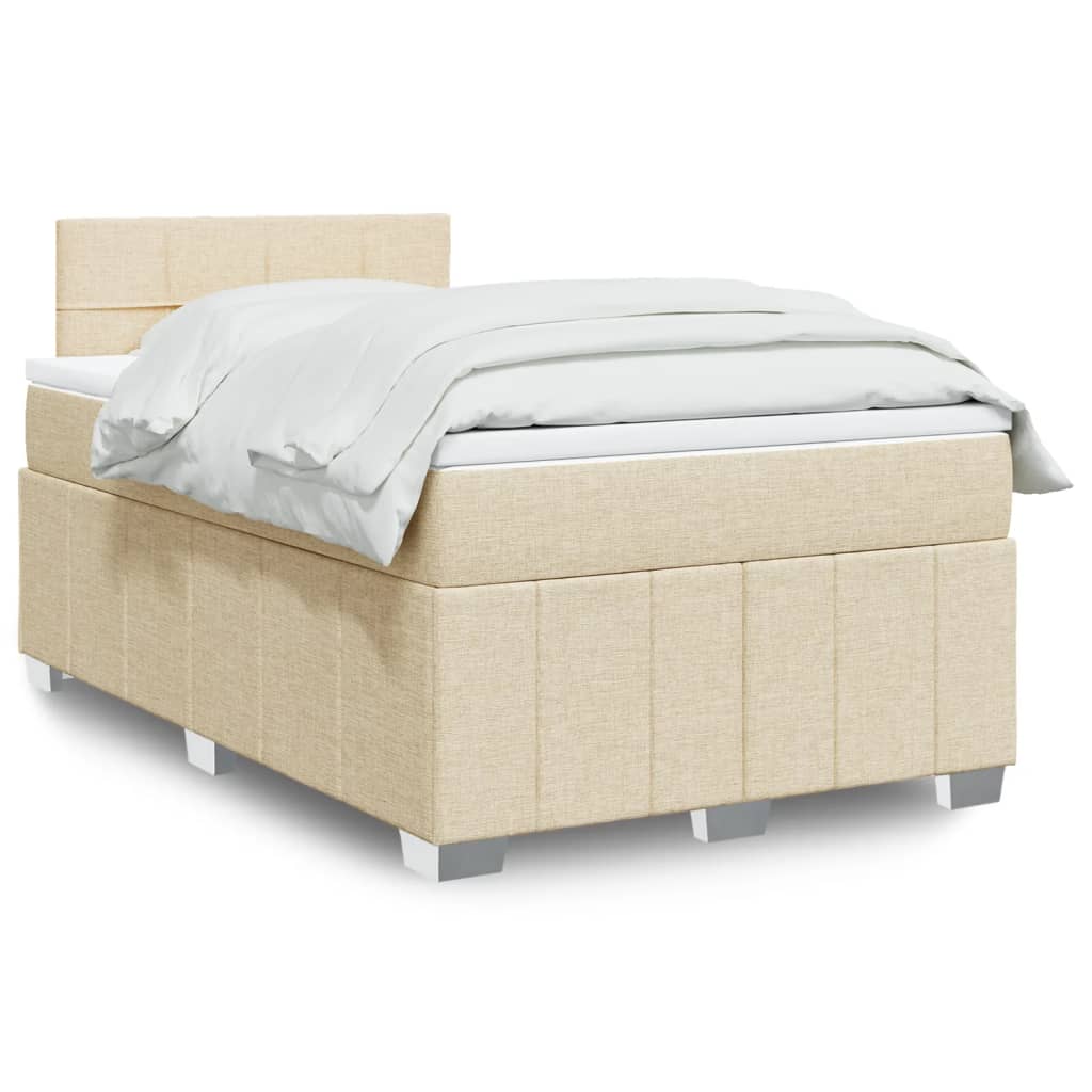 Boxspring 120x190 cm Crème met LED | Compleet Bed met Pocketveringmatras & Topmatras - Spotlights shopping