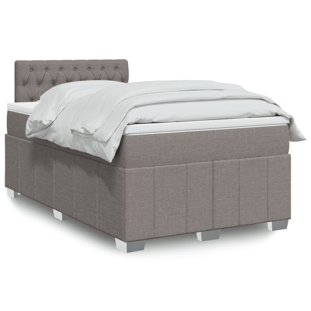 Crème boxspring 120x190 cm met gestoffeerd hoofdbord, pocketveringmatras, topmatras en LED-verlichting