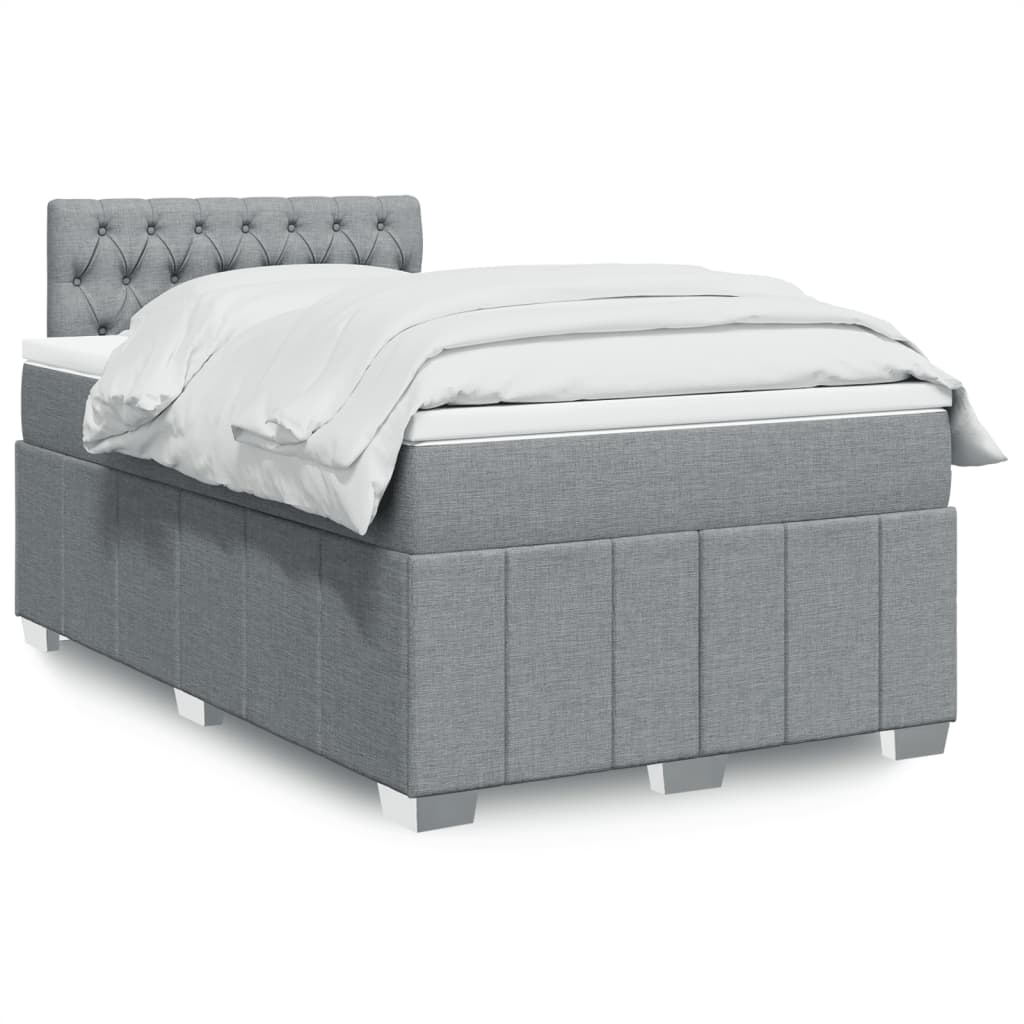Crème boxspring 120x190 cm met gestoffeerd hoofdbord, pocketveringmatras, topmatras en LED-verlichting