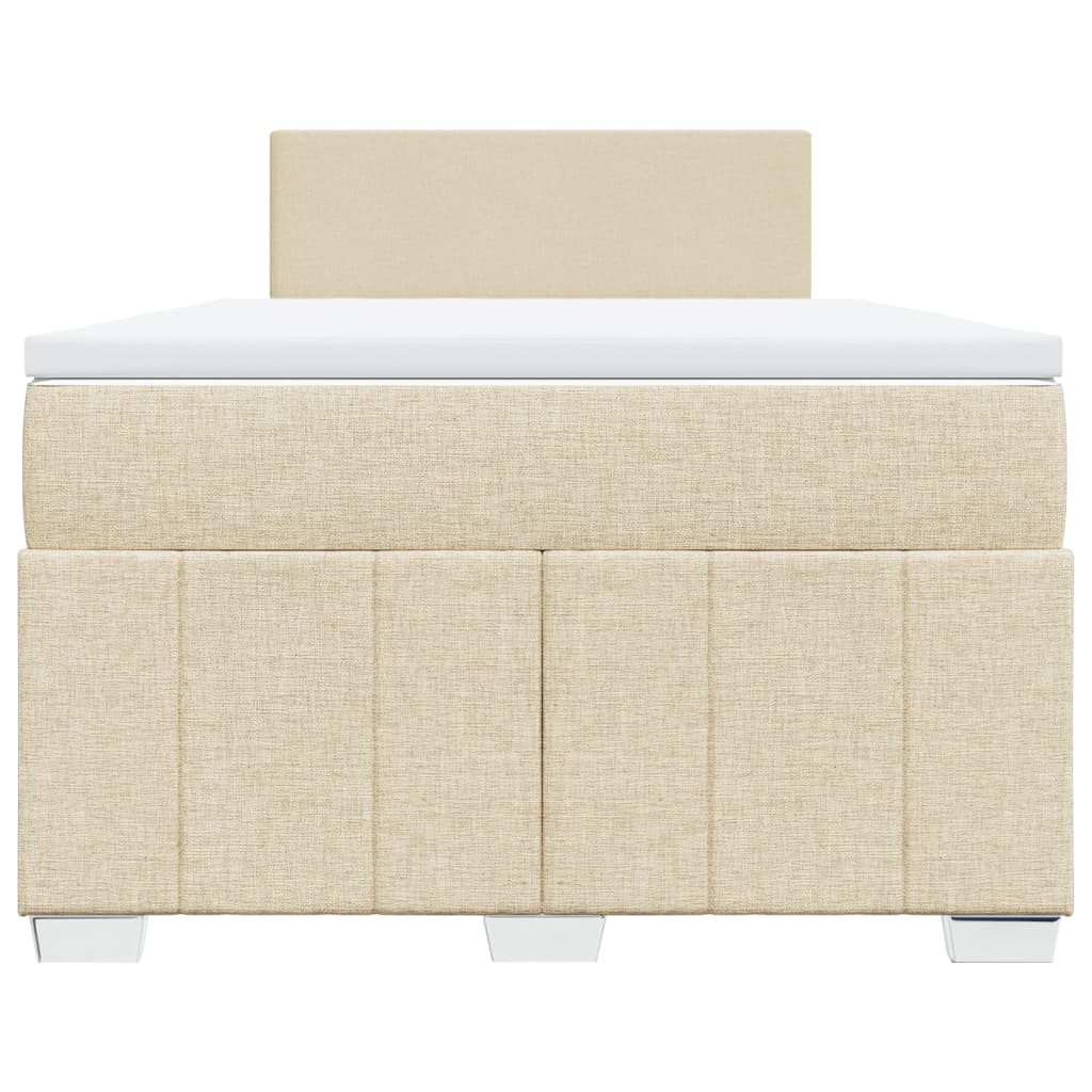 Boxspring 120x190 cm Crème | Luxe Compleet Bed met Pocketvering, Topmatras & Verstelbaar Hoofdbord - Spotlights shopping