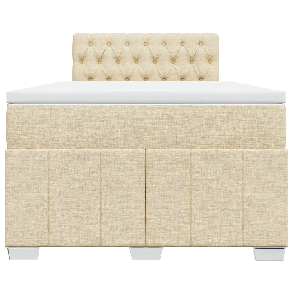 Crème boxspring 120x190 cm met gestoffeerd hoofdbord, pocketveringmatras, topmatras en LED-verlichting