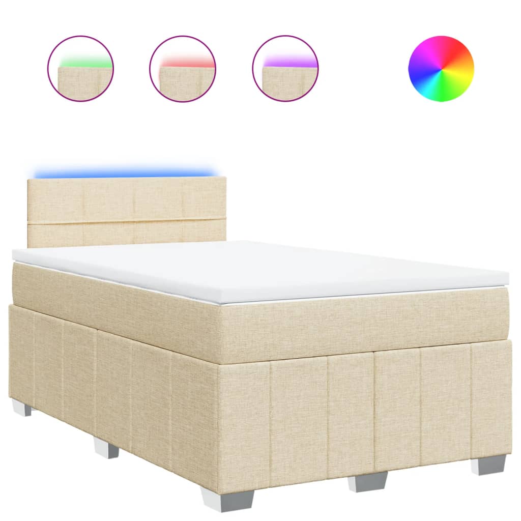 Boxspring 120x190 cm Crème met LED | Compleet Bed met Pocketveringmatras & Topmatras - Spotlights shopping
