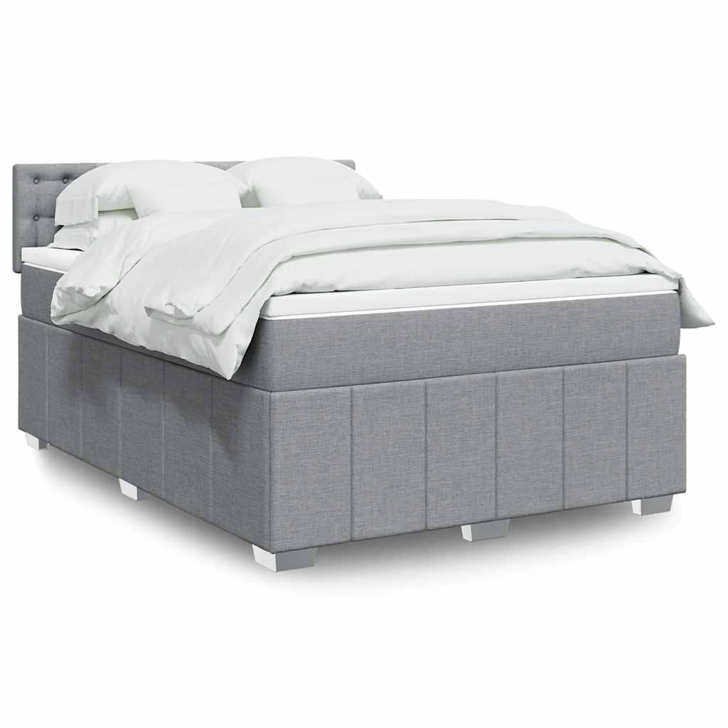 Boxspring 120x190 cm Crème | Compleet Bed met Pocketveringmatras, Topmatras & Verstelbaar Hoofdbord - Spotlights shopping