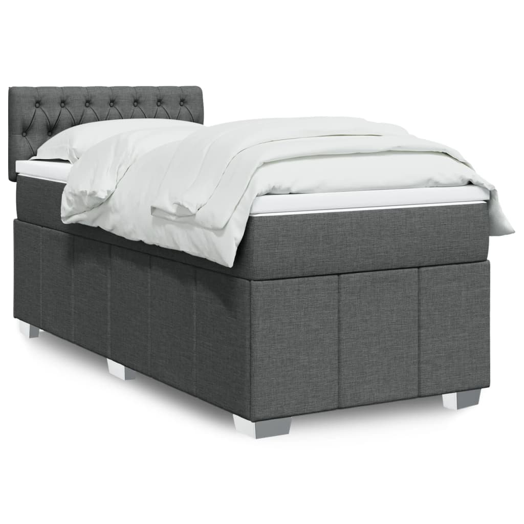 Crème boxspring 120x190 cm met gestoffeerd hoofdbord, pocketveringmatras, topmatras en LED-verlichting