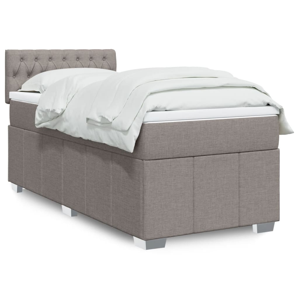 Crème boxspring 120x190 cm met gestoffeerd hoofdbord, pocketveringmatras, topmatras en LED-verlichting