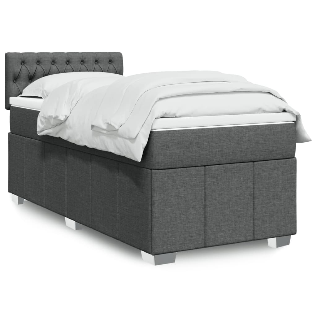 Crème boxspring 120x190 cm met gestoffeerd hoofdbord, pocketveringmatras, topmatras en LED-verlichting