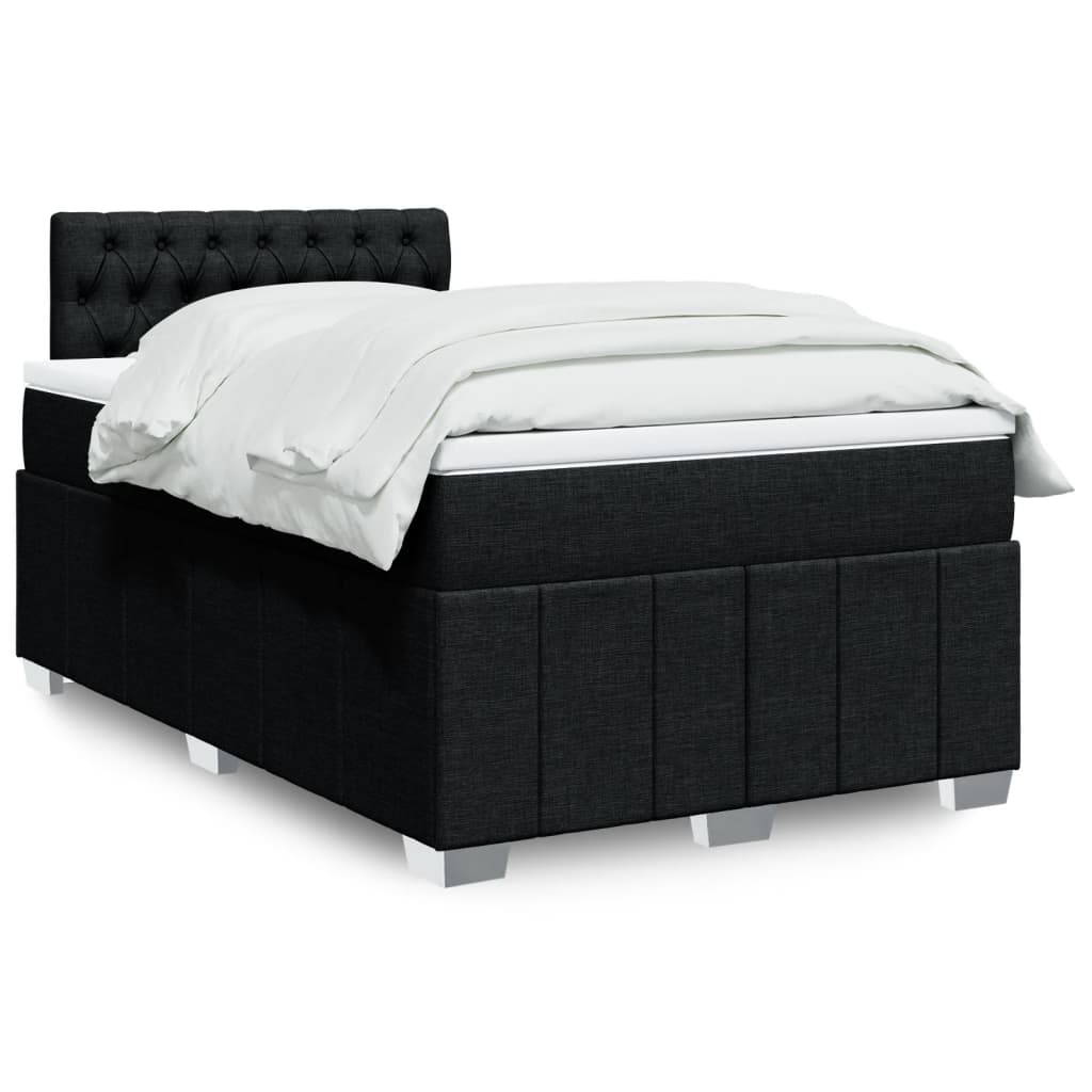 Crème boxspring 120x190 cm met gestoffeerd hoofdbord, pocketveringmatras, topmatras en LED-verlichting
