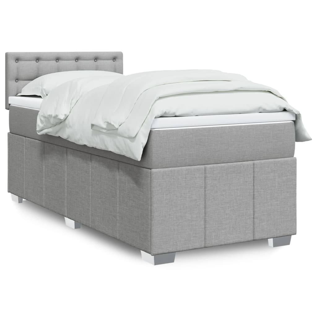 Boxspring 120x190 cm Crème | Compleet Bed met Pocketveringmatras, Topmatras & Verstelbaar Hoofdbord - Spotlights shopping