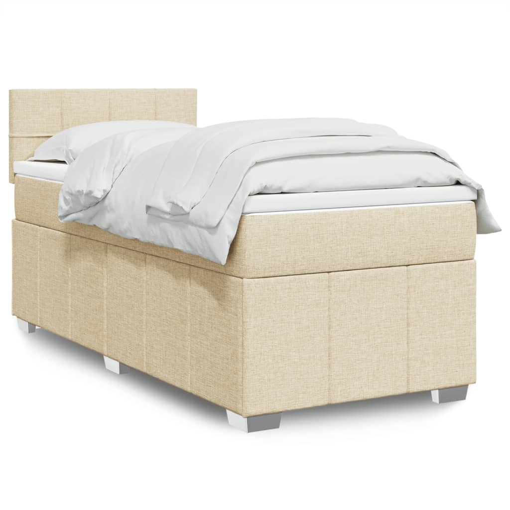 Boxspring 120x190 cm Crème met LED | Compleet Bed met Pocketveringmatras & Topmatras - Spotlights shopping
