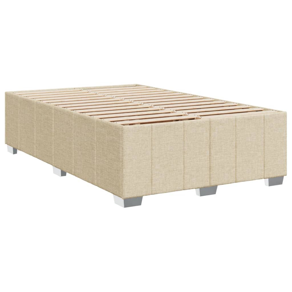 Crème boxspring 120x190 cm met gestoffeerd hoofdbord, pocketveringmatras, topmatras en LED-verlichting