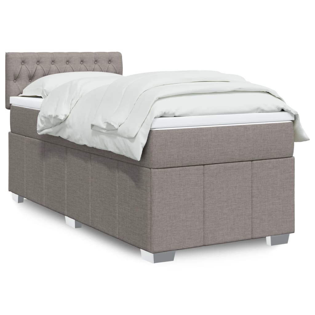 Crème boxspring 120x190 cm met gestoffeerd hoofdbord, pocketveringmatras, topmatras en LED-verlichting