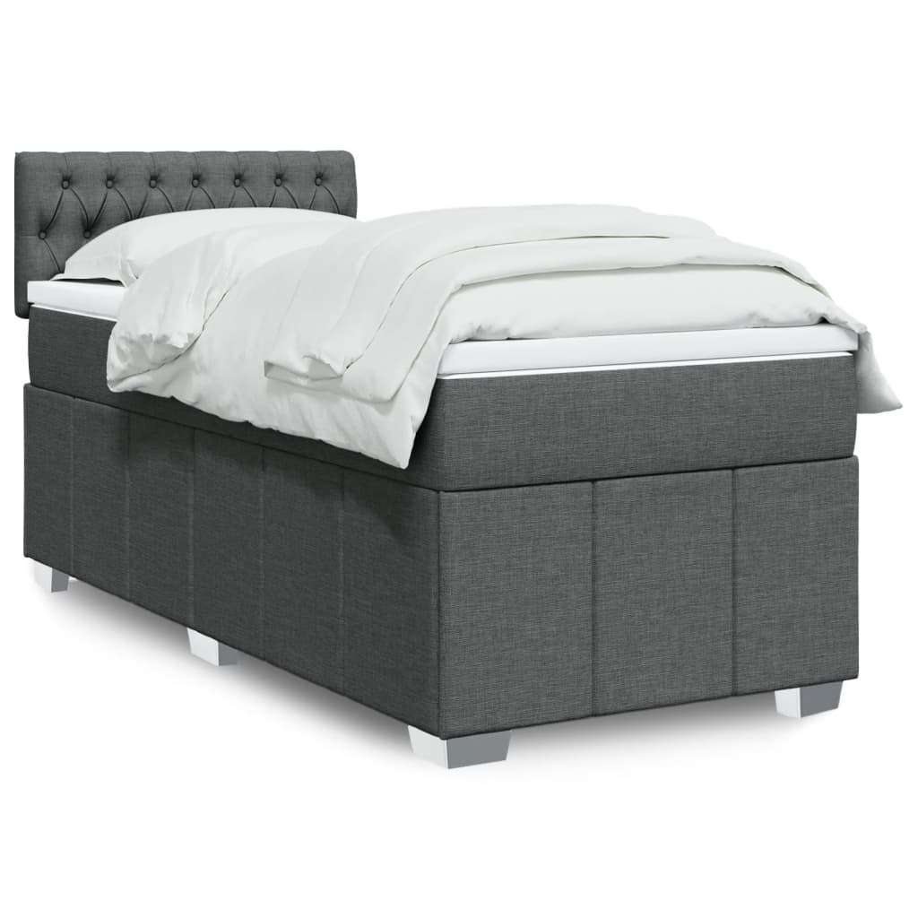 Crème boxspring 120x190 cm met gestoffeerd hoofdbord, pocketveringmatras, topmatras en LED-verlichting