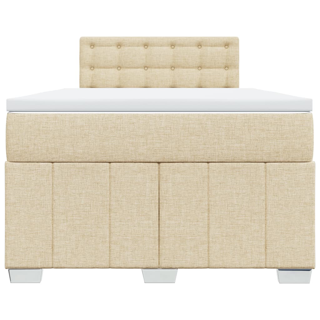 Boxspring 120x190 cm Crème | Compleet Bed met Pocketveringmatras, Topmatras & Verstelbaar Hoofdbord - Spotlights shopping
