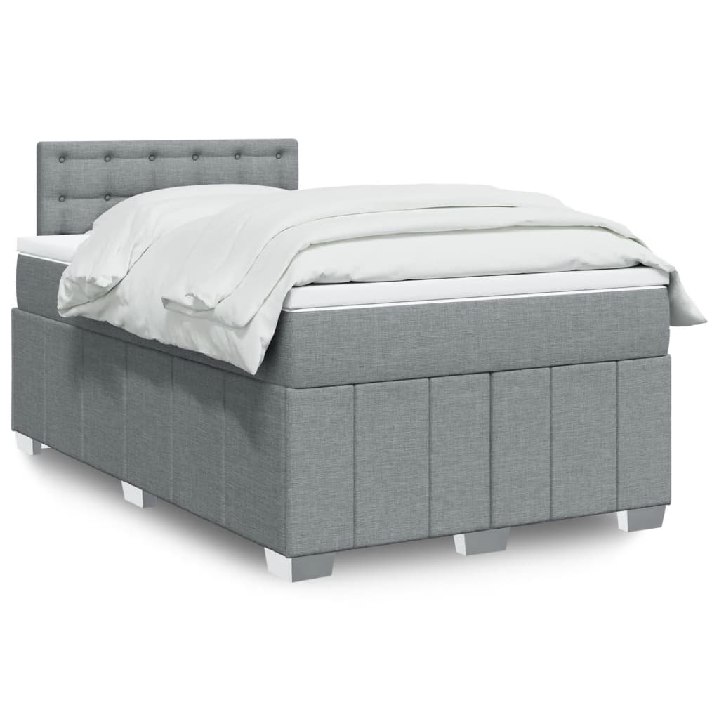 Boxspring 120x190 cm Crème | Compleet Bed met Pocketveringmatras, Topmatras & Verstelbaar Hoofdbord - Spotlights shopping