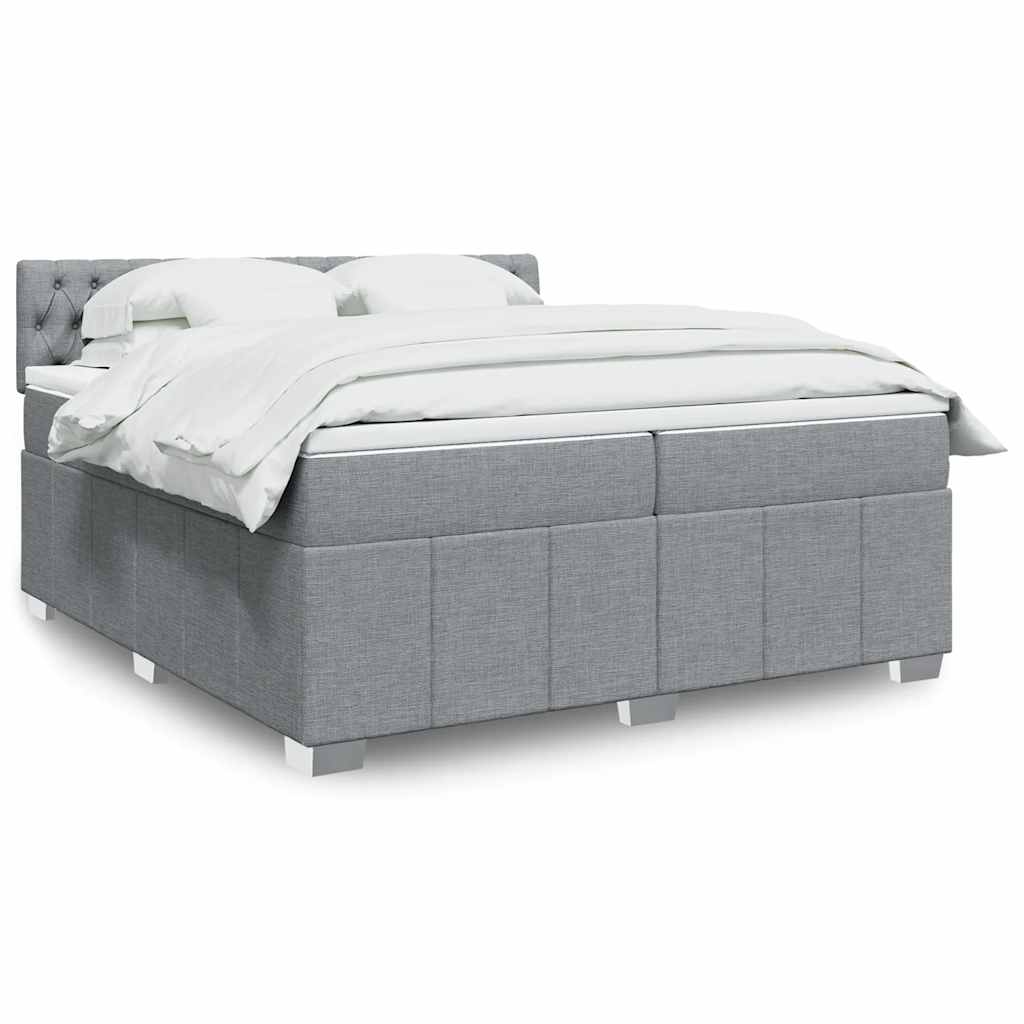 Crème boxspring 120x190 cm met gestoffeerd hoofdbord, pocketveringmatras, topmatras en LED-verlichting