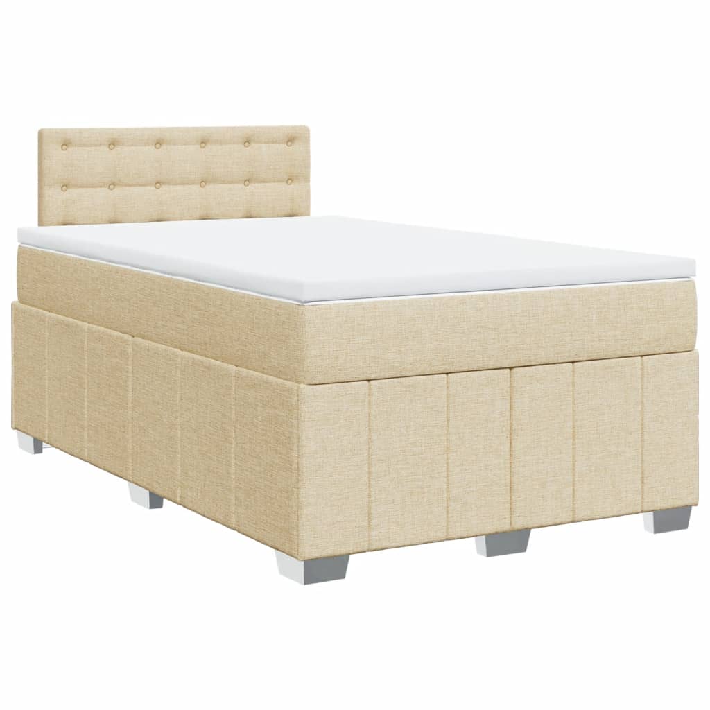 Boxspring 120x190 cm Crème | Compleet Bed met Pocketveringmatras, Topmatras & Verstelbaar Hoofdbord - Spotlights shopping