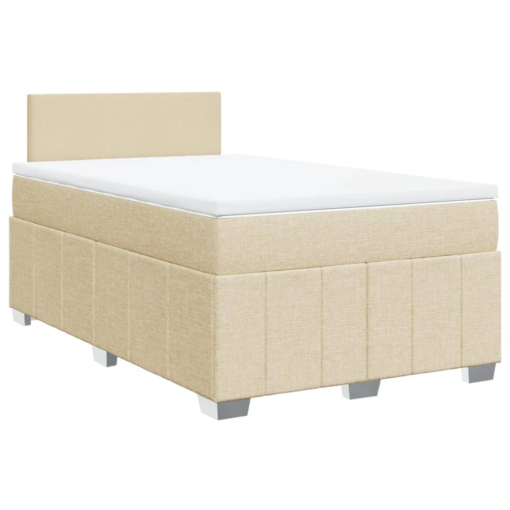 Boxspring 120x190 cm Crème | Luxe Compleet Bed met Pocketvering, Topmatras & Verstelbaar Hoofdbord - Spotlights shopping