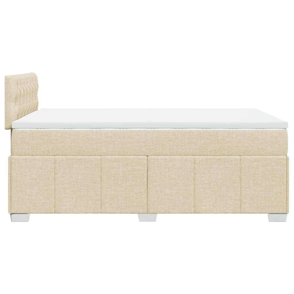 Crème boxspring 120x190 cm met gestoffeerd hoofdbord, pocketveringmatras, topmatras en LED-verlichting