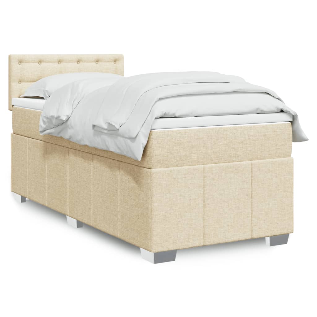 Boxspring 120x190 cm Crème | Compleet Bed met Pocketveringmatras, Topmatras & Verstelbaar Hoofdbord - Spotlights shopping