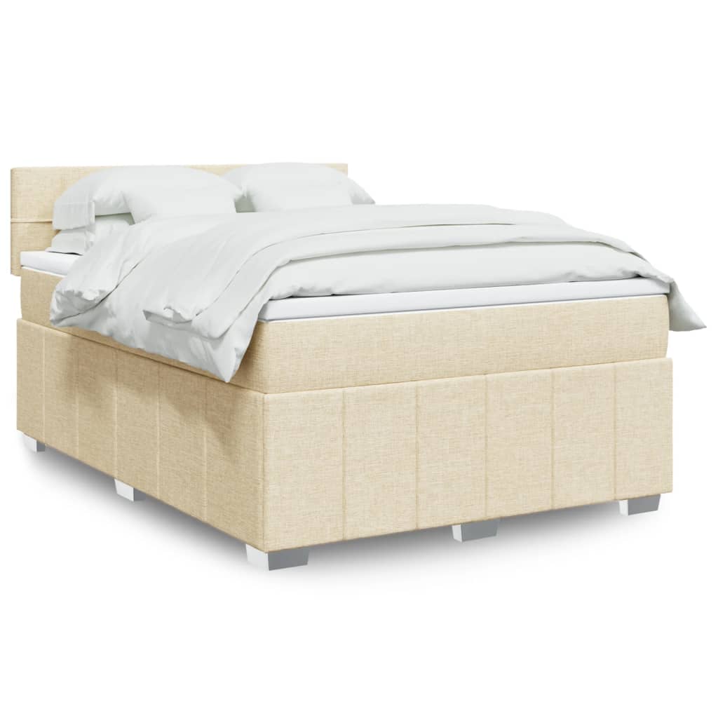 Boxspring 120x190 cm Crème met LED | Compleet Bed met Pocketveringmatras & Topmatras - Spotlights shopping