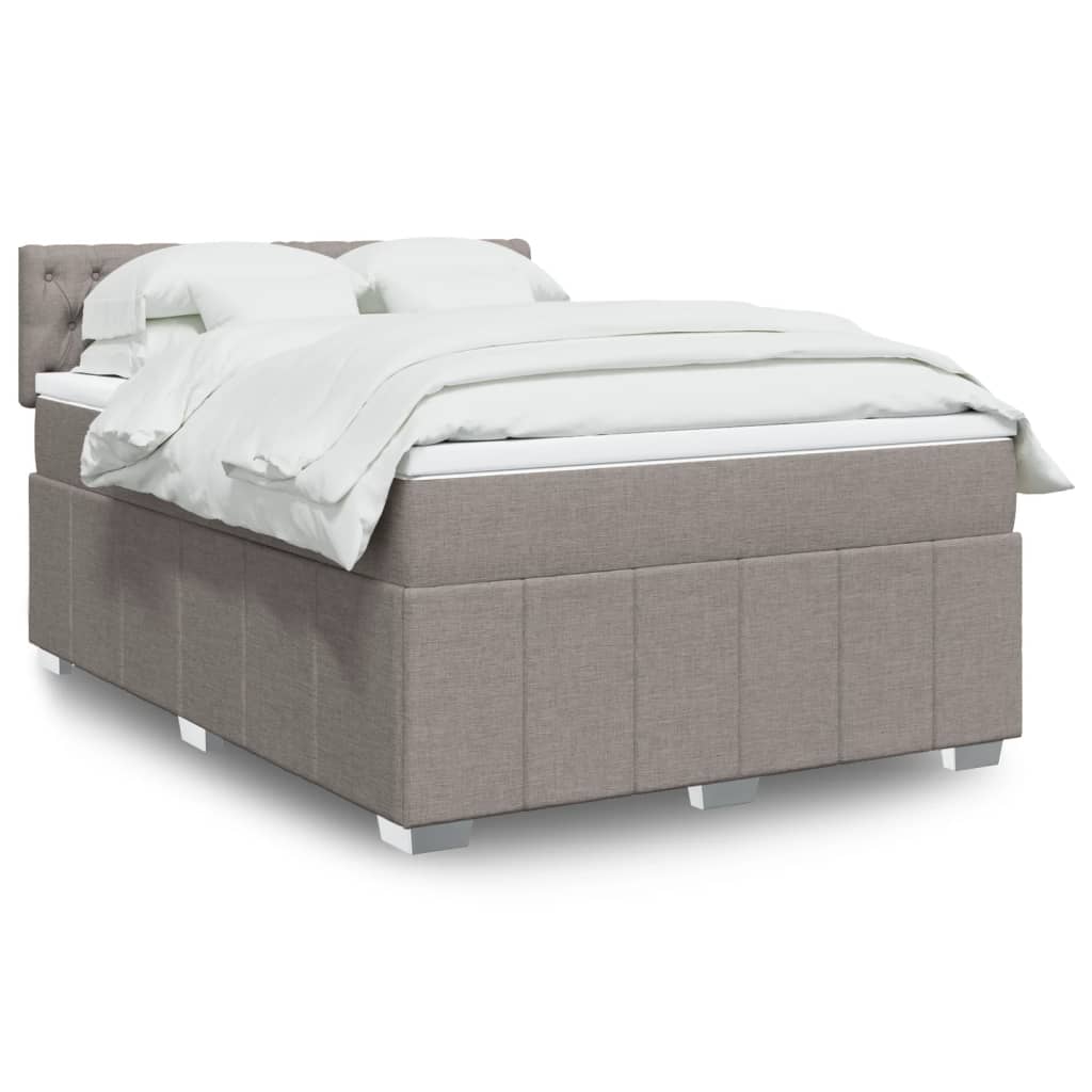 Crème boxspring 120x190 cm met gestoffeerd hoofdbord, pocketveringmatras, topmatras en LED-verlichting
