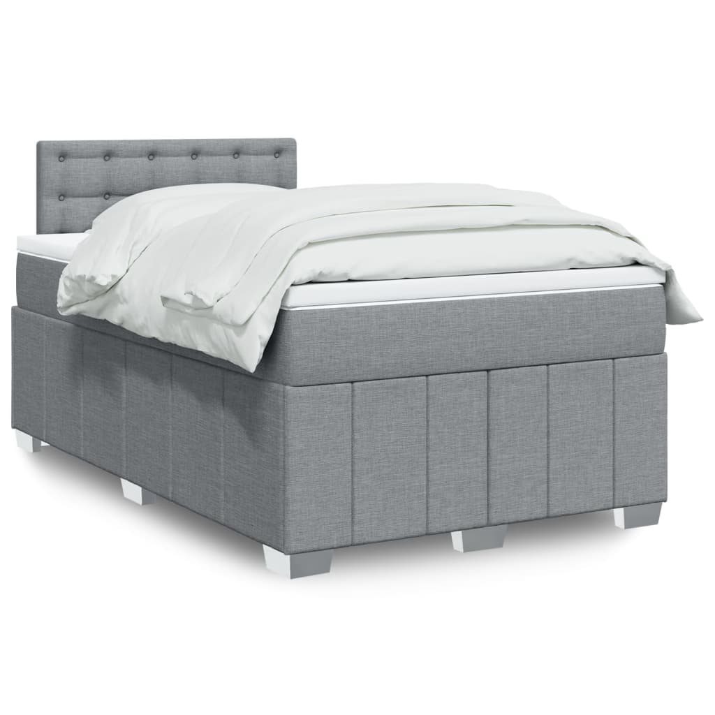 Boxspring 120x190 cm Crème | Compleet Bed met Pocketveringmatras, Topmatras & Verstelbaar Hoofdbord - Spotlights shopping