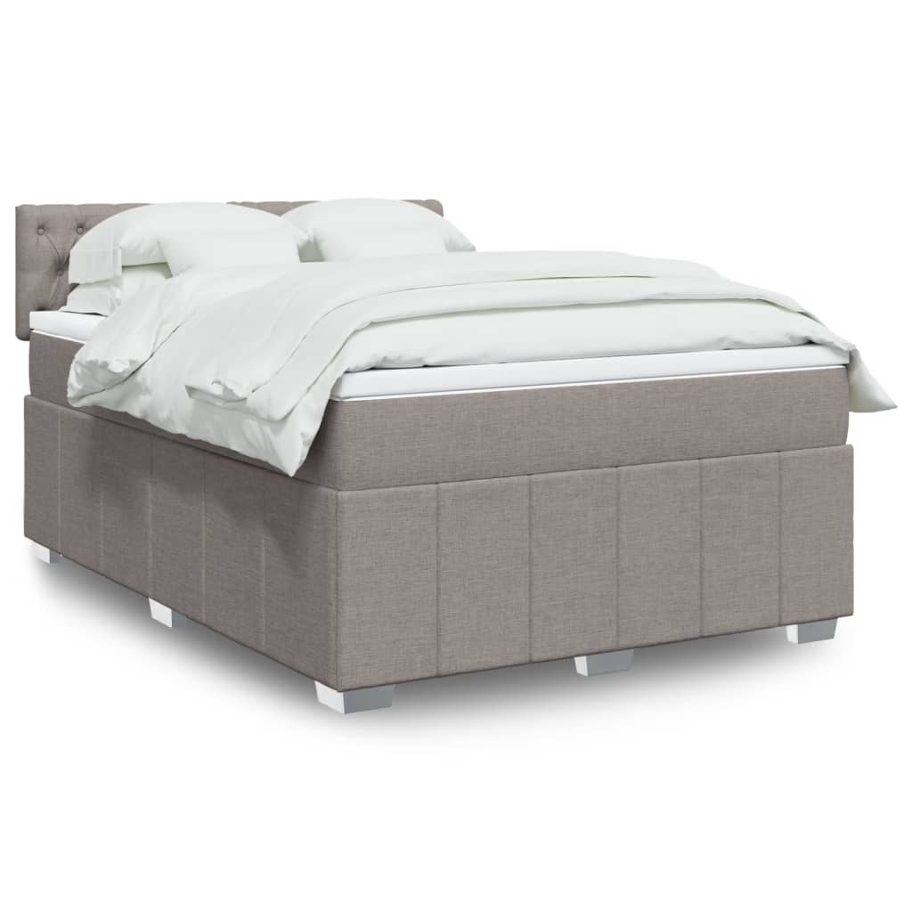 Crème boxspring 120x190 cm met gestoffeerd hoofdbord, pocketveringmatras, topmatras en LED-verlichting