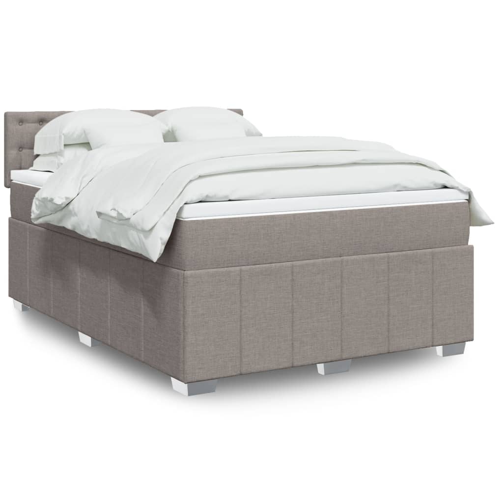 Boxspring 120x190 cm Crème | Compleet Bed met Pocketveringmatras, Topmatras & Verstelbaar Hoofdbord - Spotlights shopping