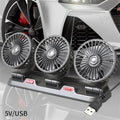 360 graden autoventilator met drie verstelbare ventilatorkoppen voor USB, 12V en 24V voertuigen