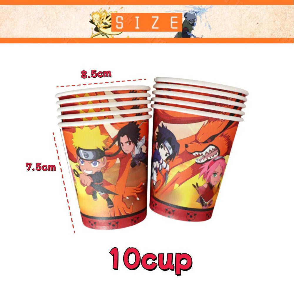 Naruto feestservies set met bekers, borden en servetten voor een anime verjaardagsfeest