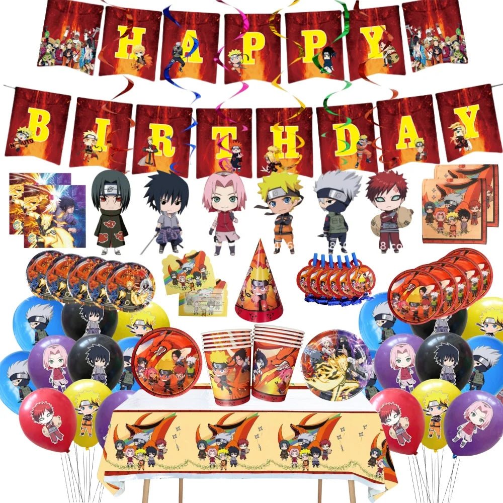 Naruto feestservies set met bekers, borden en servetten voor een anime verjaardagsfeest