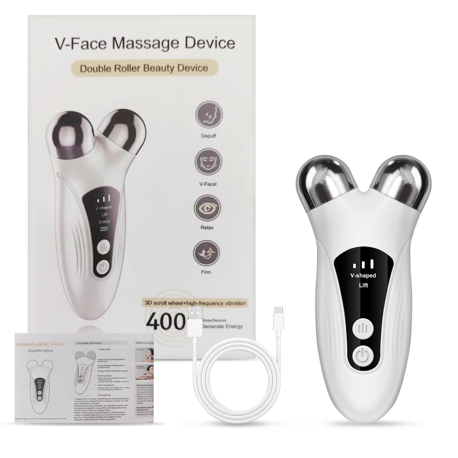 CMH EMS Gezichtsmassage Apparaat – V-Face Roller met Microcurrent & Warmte - Spotlights shopping