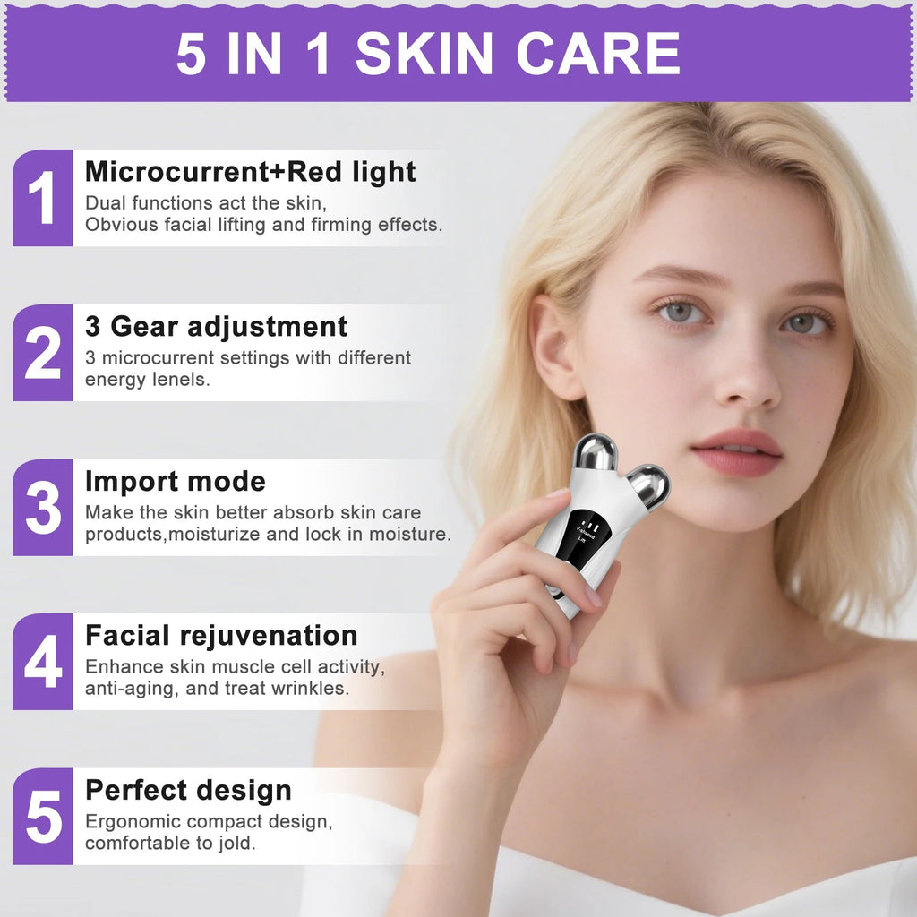 CMH EMS Gezichtsmassage Apparaat – V-Face Roller met Microcurrent & Warmte - Spotlights shopping