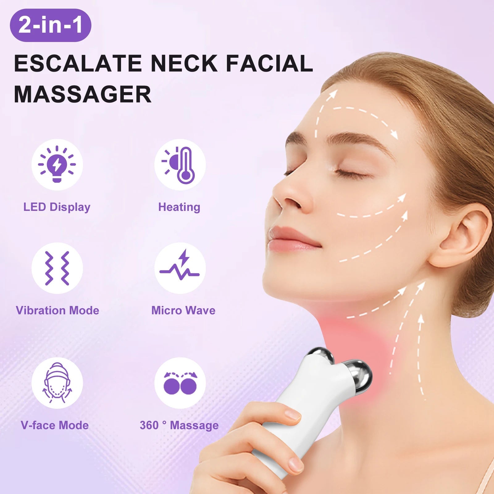 CMH EMS Gezichtsmassage Apparaat – V-Face Roller met Microcurrent & Warmte - Spotlights shopping