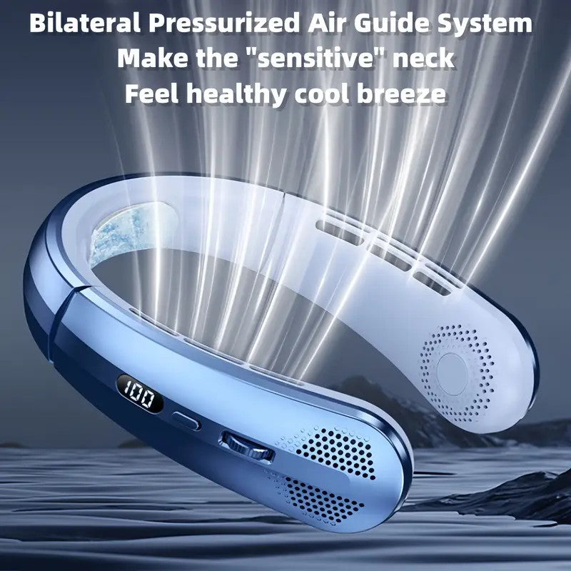 1 stuk ABUDODO Draagbare Nekventilator USB Oplaadbare Mini Koelventilator met Digitaal Display, Instelbare Snelheid & Super IJsfunctie, Persoonlijke Handenvrije Ventilator Geschikt voor Kantoor, Buiten, Reizen, voor Gebruik, USB-Apparaat