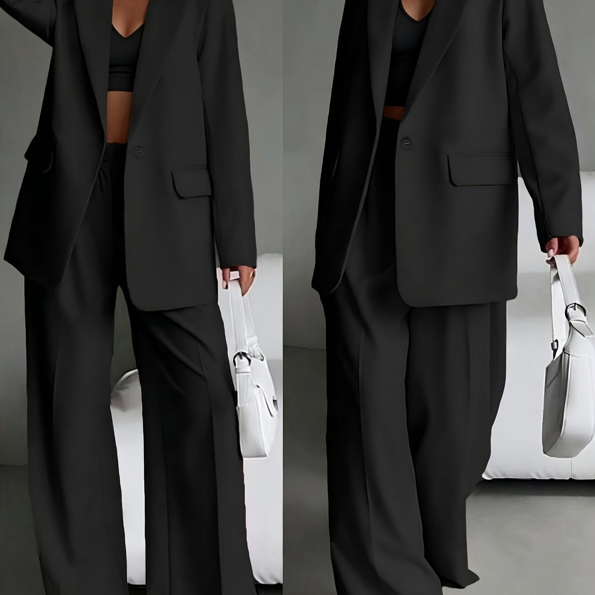 Dames 2-Delig Broekpak – Oversized Blazer & Wijde Broek - Spotlights shopping