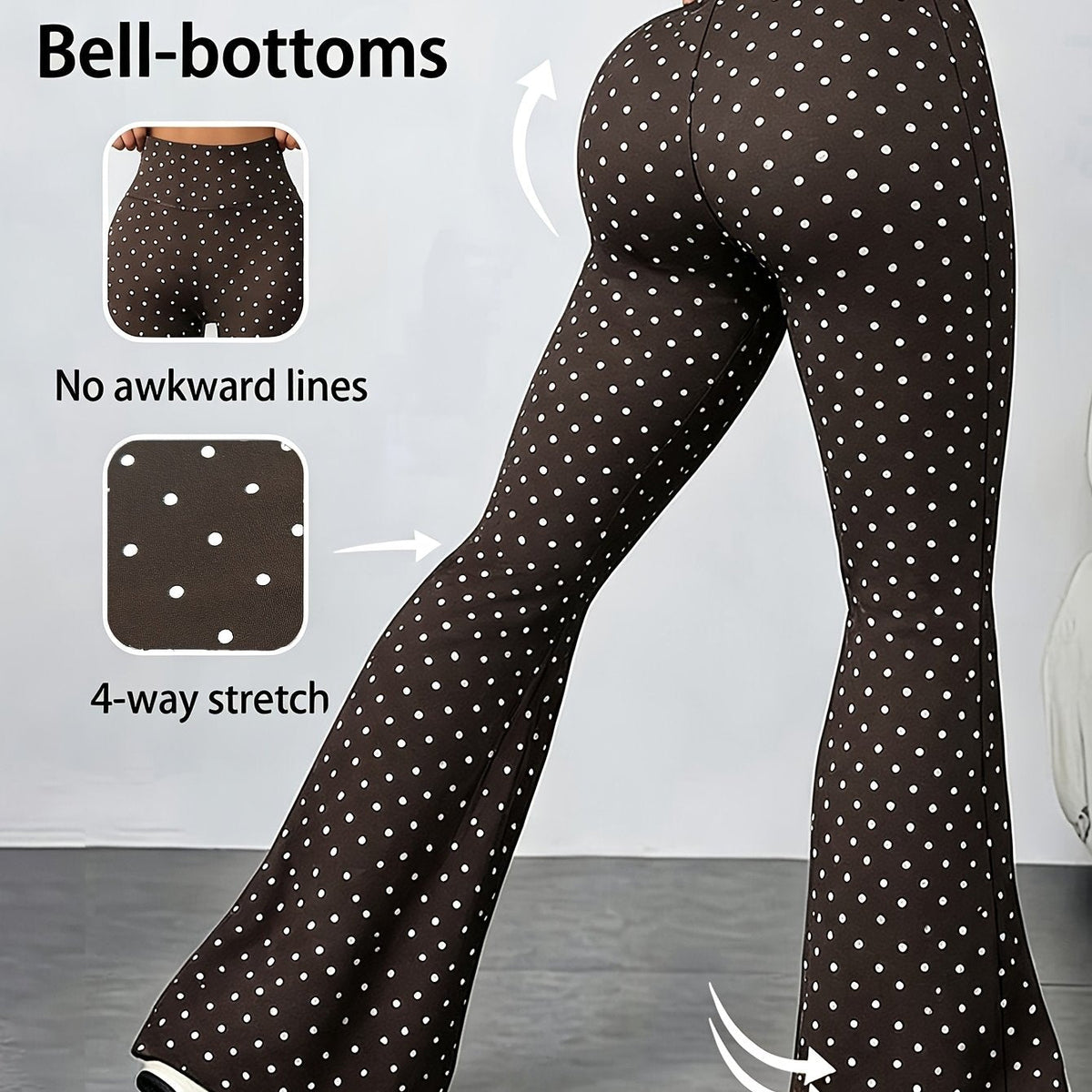 Dames flared broek met stippenprint en aansluitende pasvorm