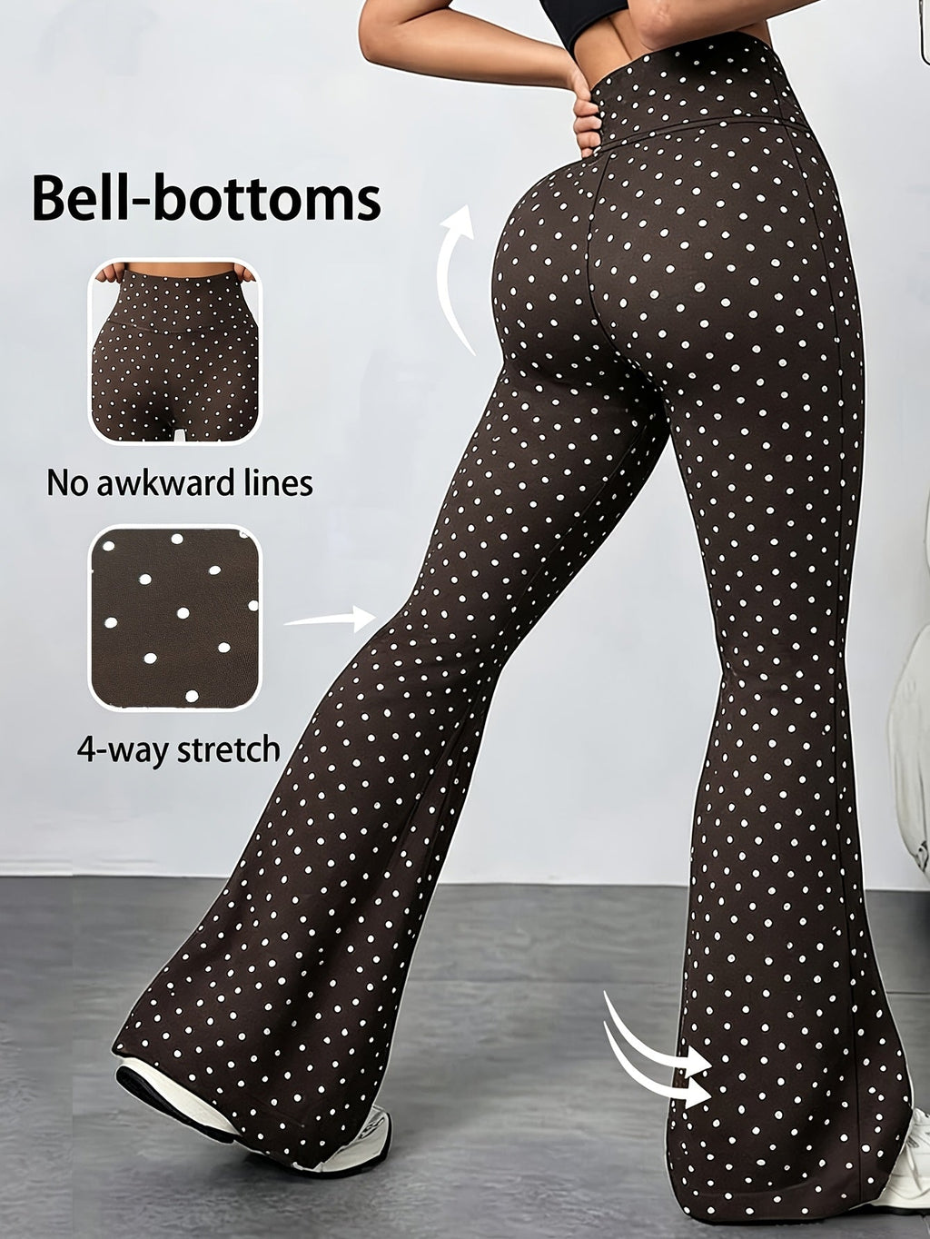 Dames flared broek met stippenprint en aansluitende pasvorm